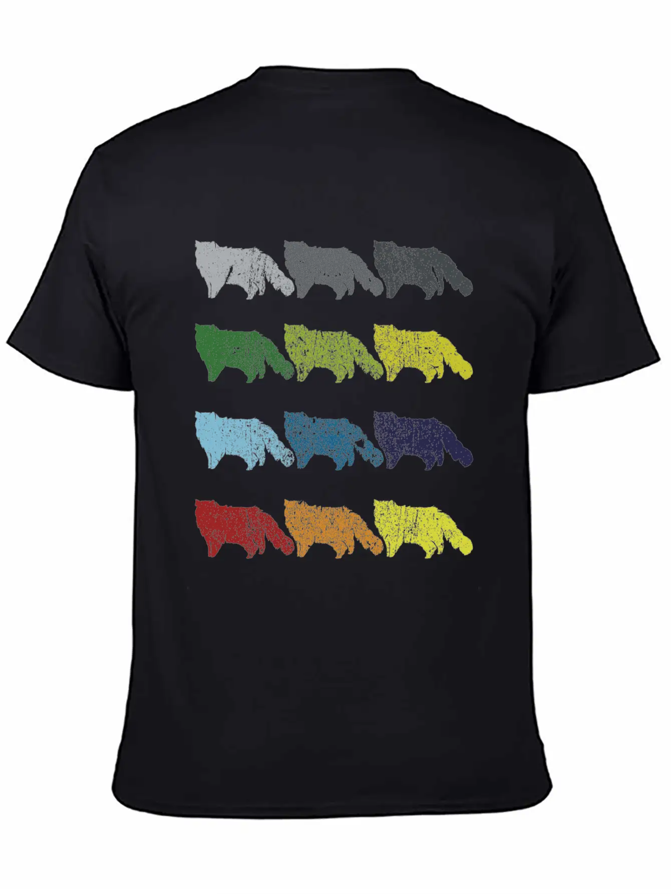 Neon Pop Art Retro Persian Cat Pet Gift Unisex Short Sleeve Soft Cotton T-Shirt – Casual Everyday Wear