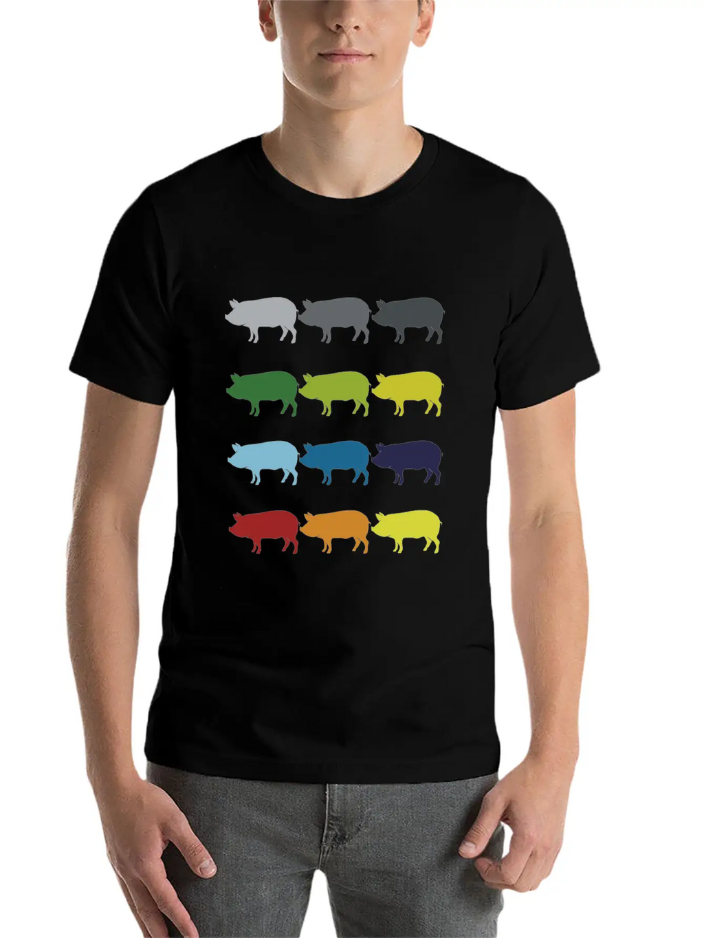 Neon Pop Art Retro Pig Animal Gift Idea Stylish Everyday T-Shirt – Unisex Basic Cotton Tee