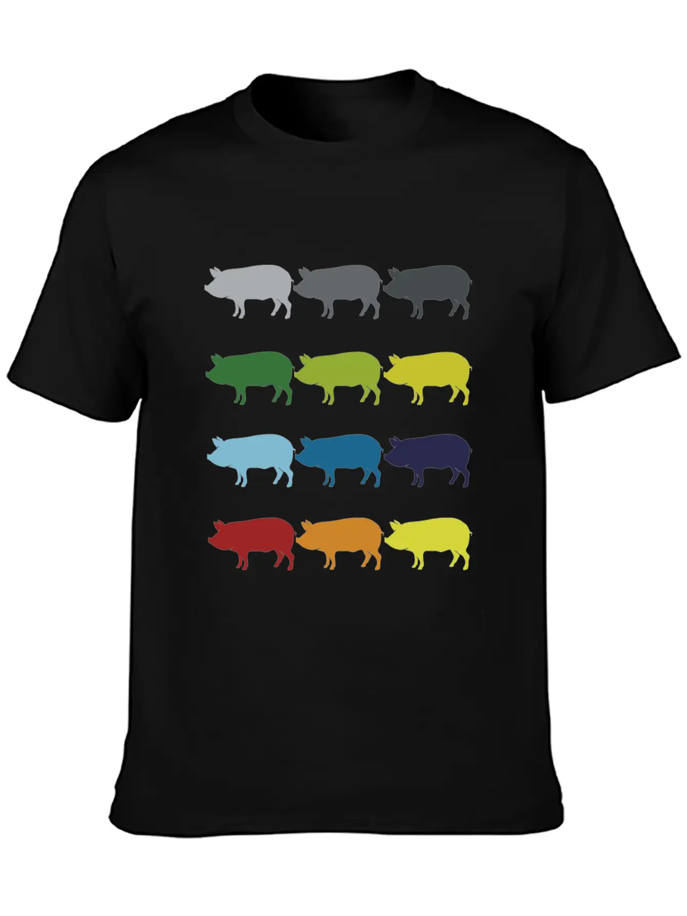 Neon Pop Art Retro Pig Animal Gift Idea Stylish Everyday T-Shirt – Unisex Basic Cotton Tee