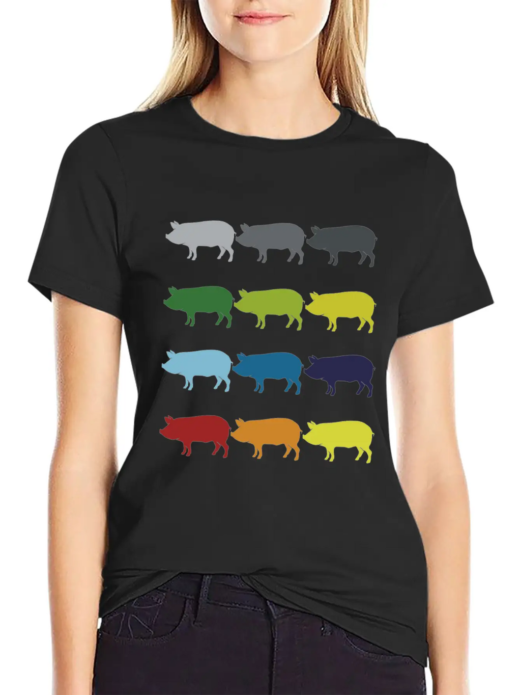Neon Pop Art Retro Pig Animal Gift Idea Stylish Everyday T-Shirt – Unisex Basic Cotton Tee
