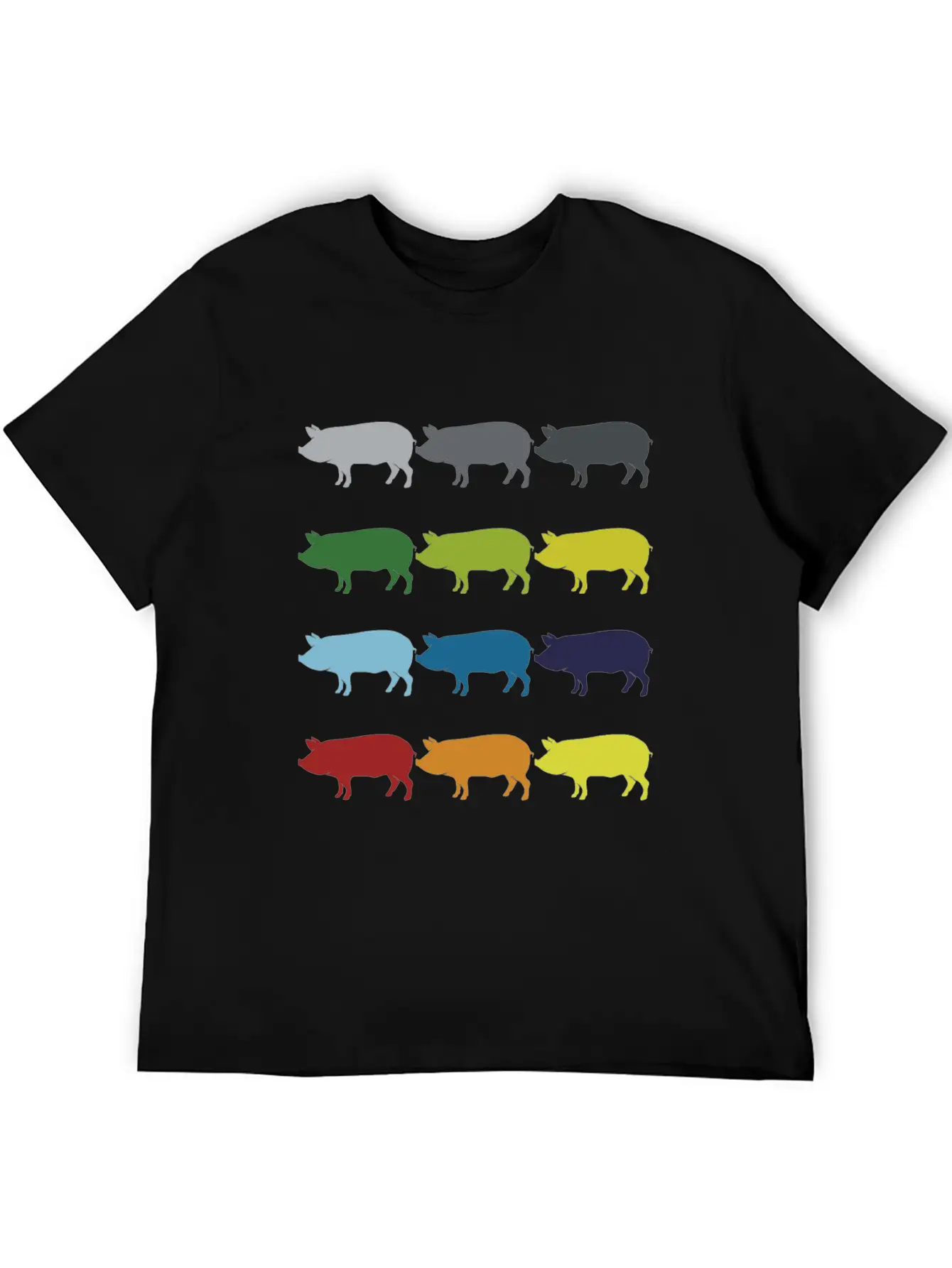 Neon Pop Art Retro Pig Animal Gift Idea Stylish Everyday T-Shirt – Unisex Basic Cotton Tee