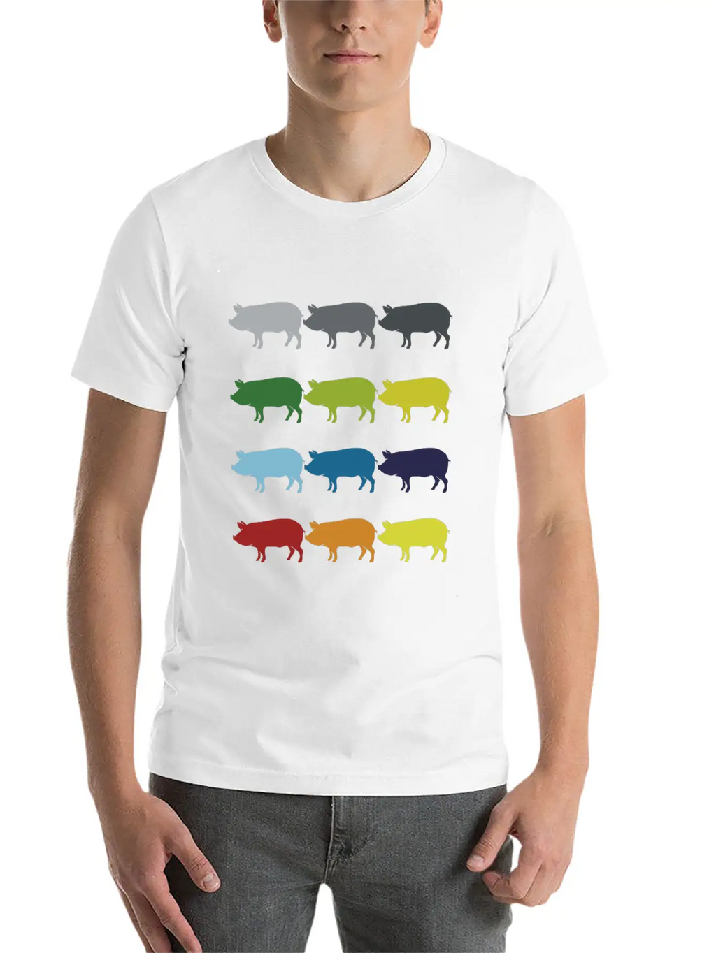 Neon Pop Art Retro Pig Animal Gift Idea Stylish Everyday T-Shirt – Unisex Basic Cotton Tee