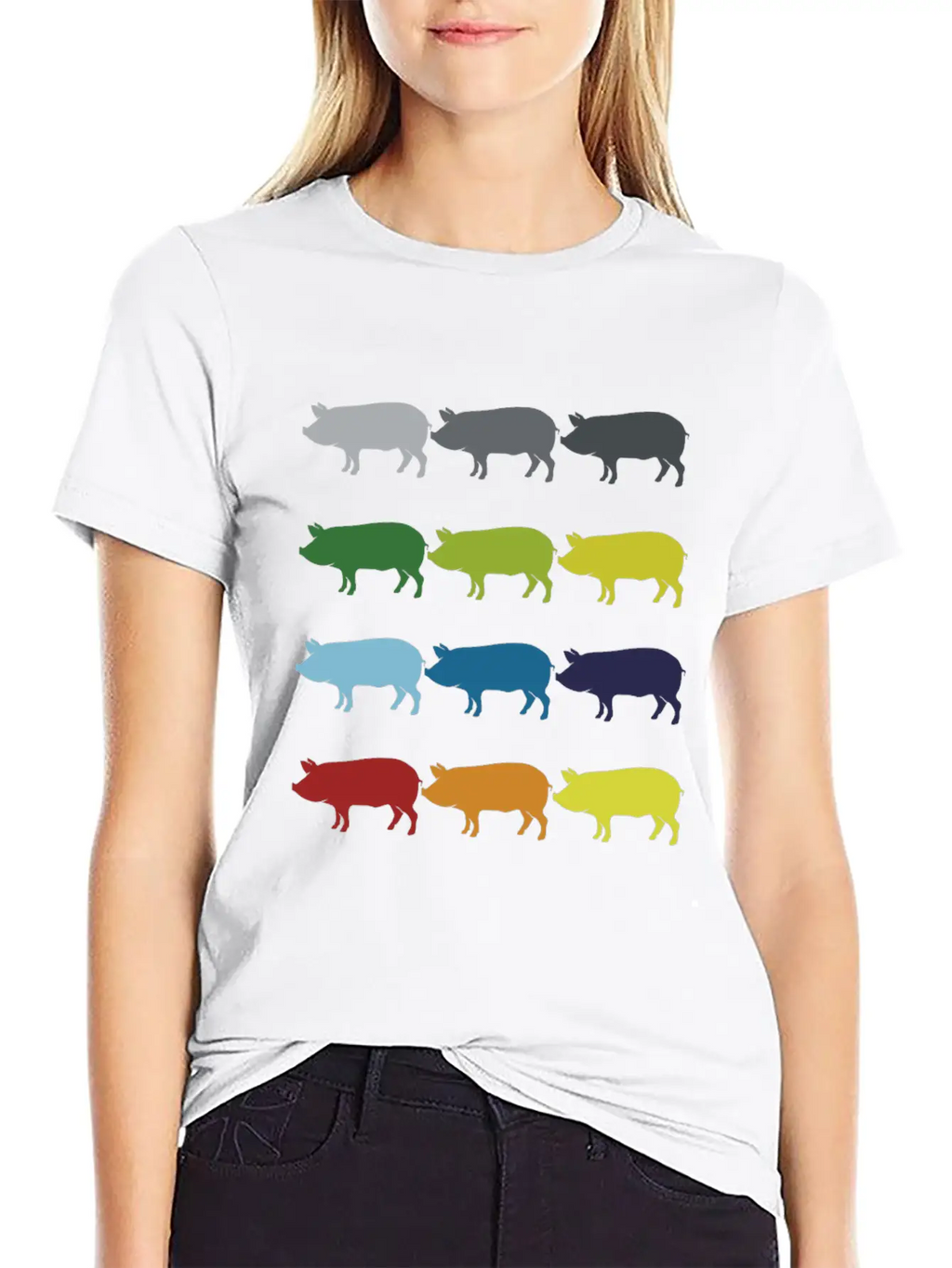 Neon Pop Art Retro Pig Animal Gift Idea Stylish Everyday T-Shirt – Unisex Basic Cotton Tee