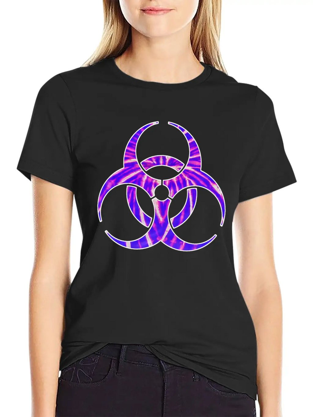 Neon Purple Biohazard Unisex Casual T-Shirt – Clean Design For Daily Comfort