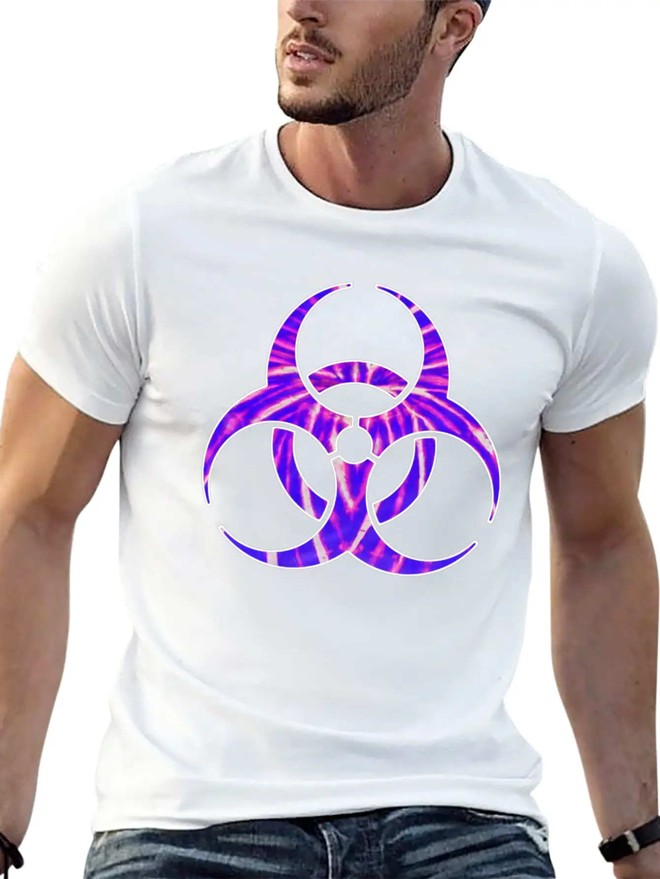 Neon Purple Biohazard Unisex Casual T-Shirt – Clean Design For Daily Comfort