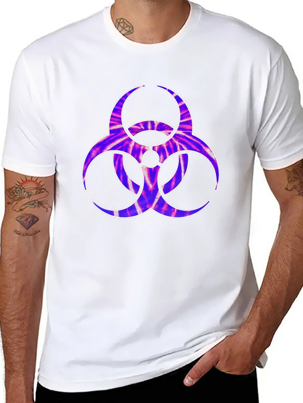 Neon Purple Biohazard Unisex Casual T-Shirt – Clean Design For Daily Comfort