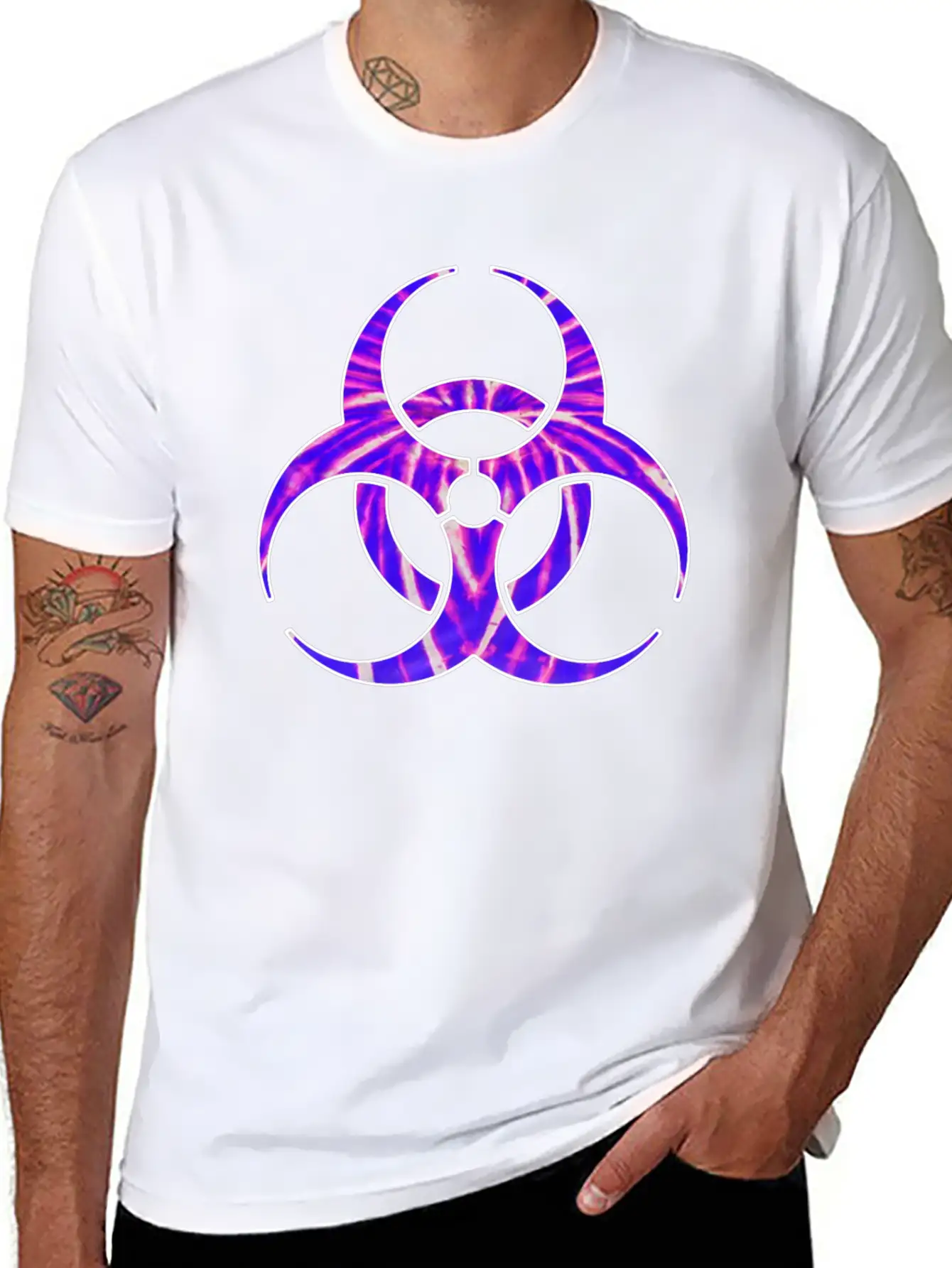 Neon Purple Biohazard Unisex Casual T-Shirt – Clean Design For Daily Comfort