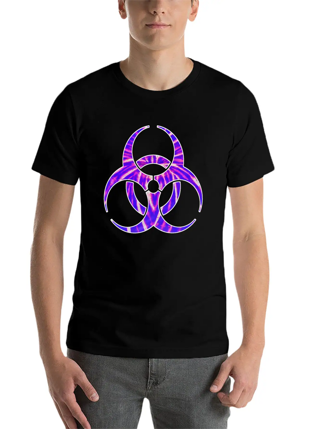 Neon Purple Biohazard Unisex Casual T-Shirt – Clean Design For Daily Comfort
