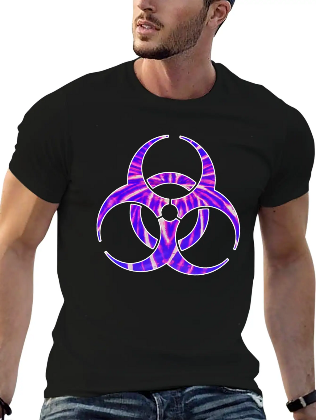 Neon Purple Biohazard Unisex Casual T-Shirt – Clean Design For Daily Comfort