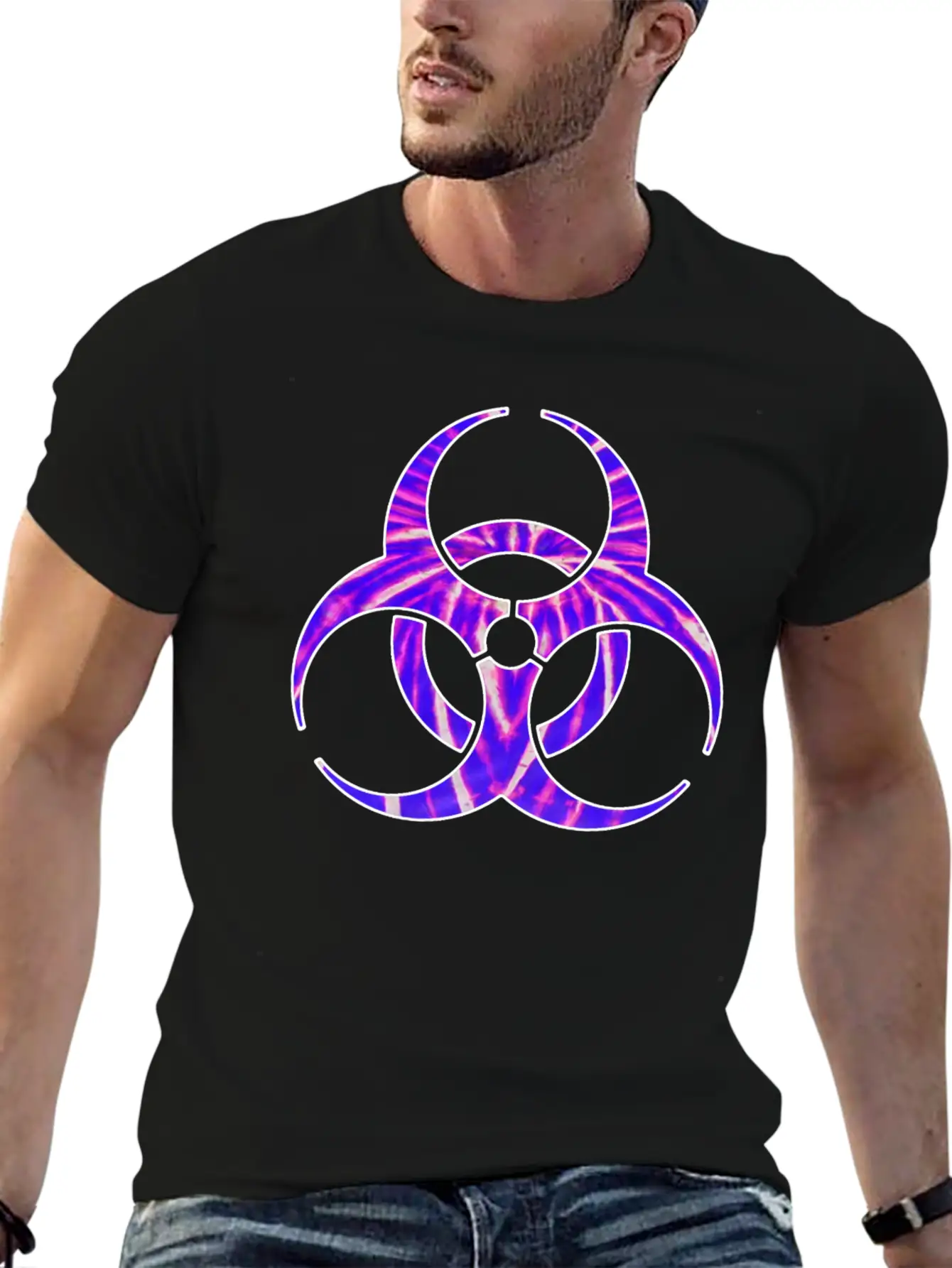Neon Purple Biohazard Unisex Casual T-Shirt – Clean Design For Daily Comfort