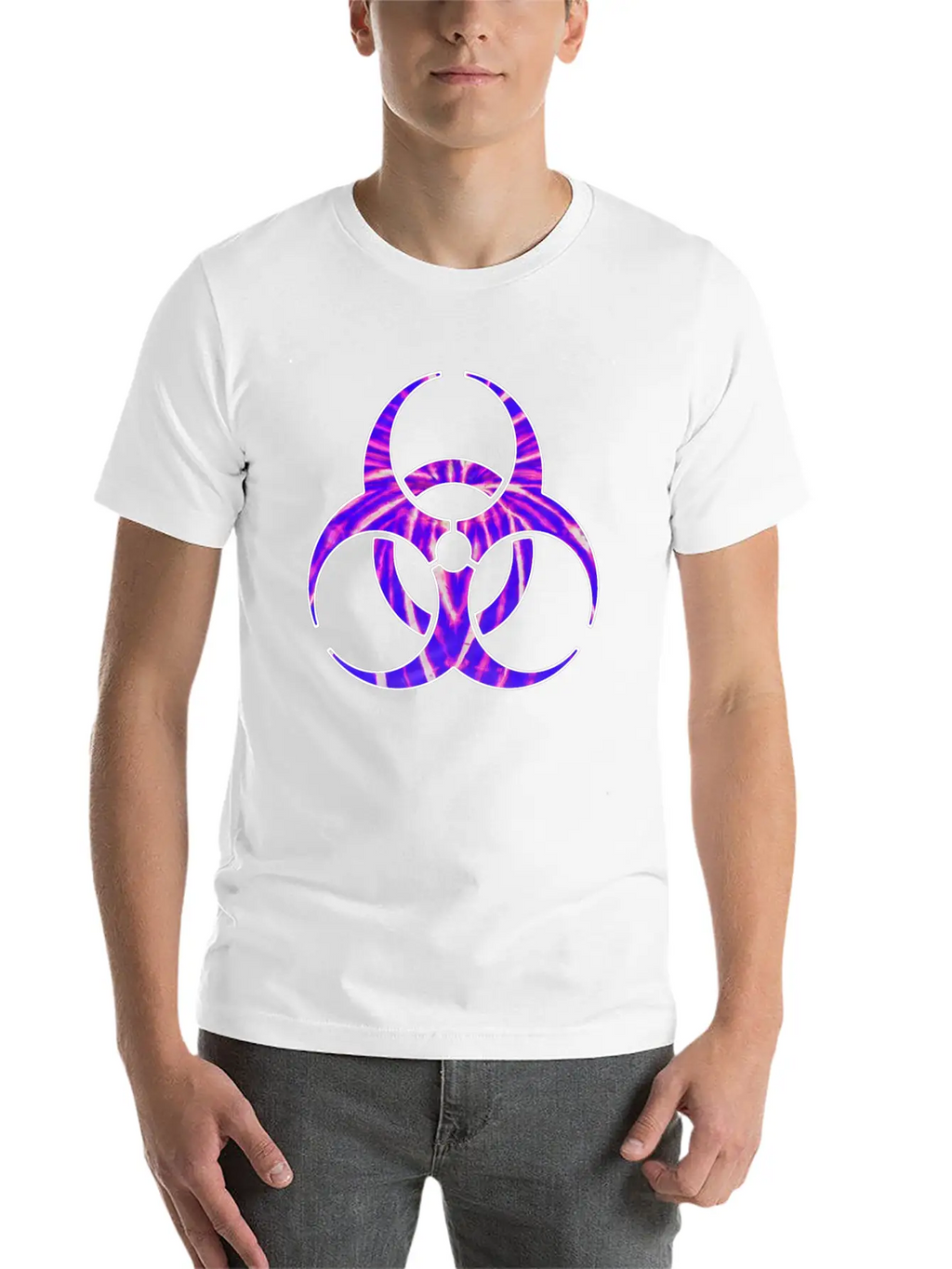 Neon Purple Biohazard Unisex Casual T-Shirt – Clean Design For Daily Comfort