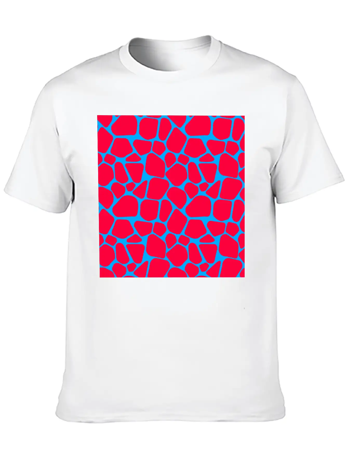 Neon Red Blue Giraffe Pattern Essential Cotton Tee For Daily Outfits – Unisex Style
