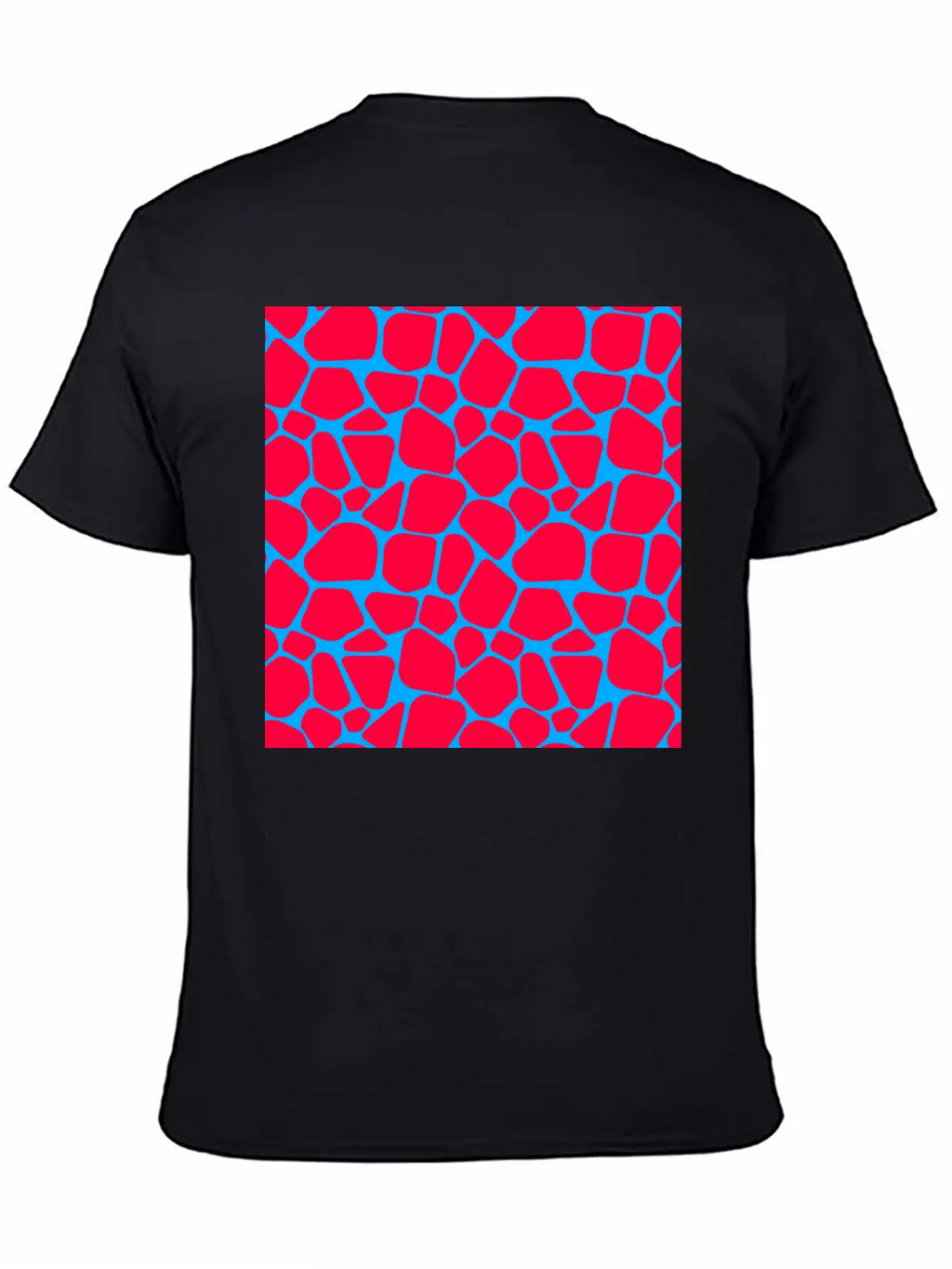 Neon Red Blue Giraffe Pattern Essential Cotton Tee For Daily Outfits – Unisex Style