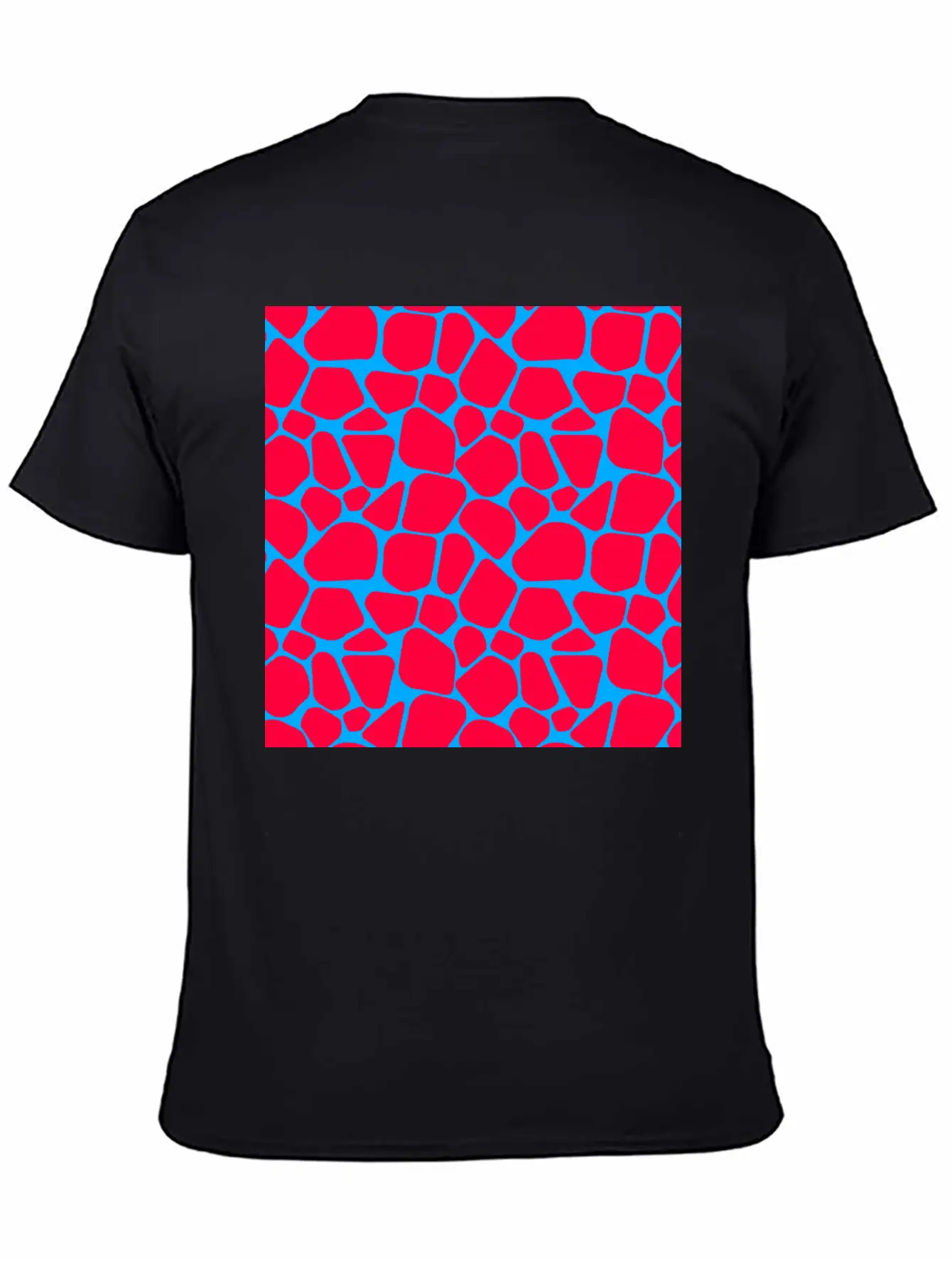Neon Red Blue Giraffe Pattern Essential Cotton Tee For Daily Outfits – Unisex Style