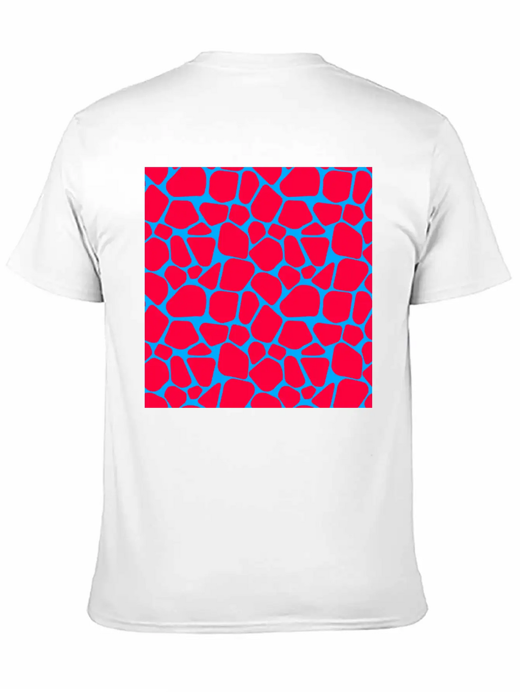 Neon Red Blue Giraffe Pattern Essential Cotton Tee For Daily Outfits – Unisex Style