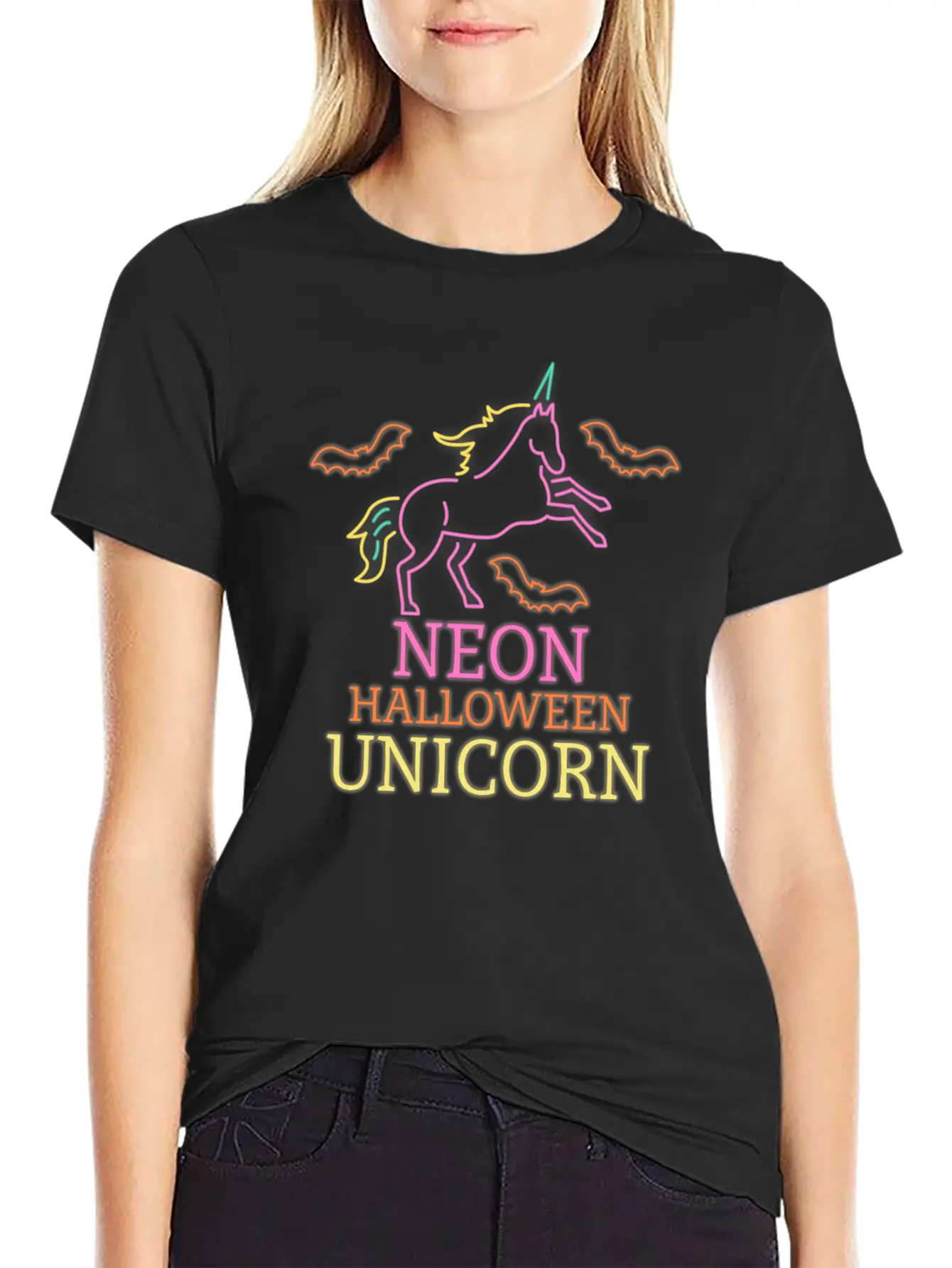 Neon Unicorn Unisex Short Sleeve Soft Cotton T-Shirt – Casual Everyday Wear