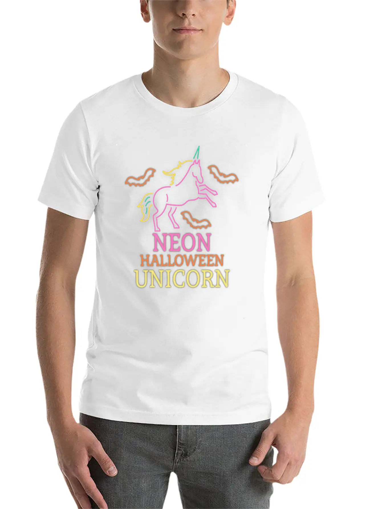 Neon Unicorn Unisex Short Sleeve Soft Cotton T-Shirt – Casual Everyday Wear