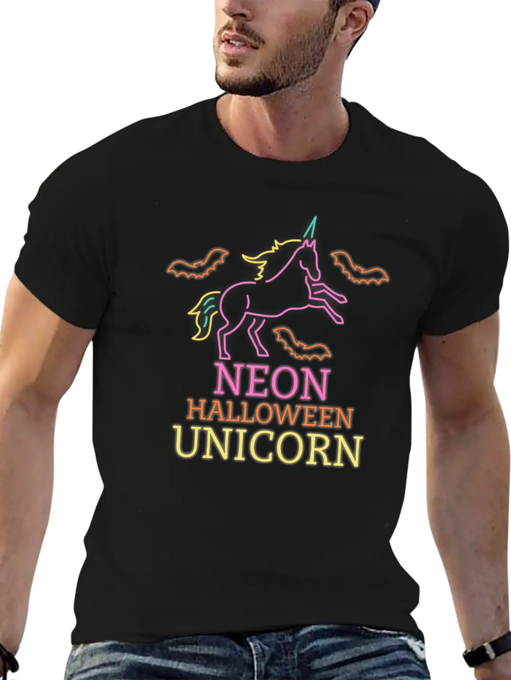 Neon Unicorn Unisex Short Sleeve Soft Cotton T-Shirt – Casual Everyday Wear