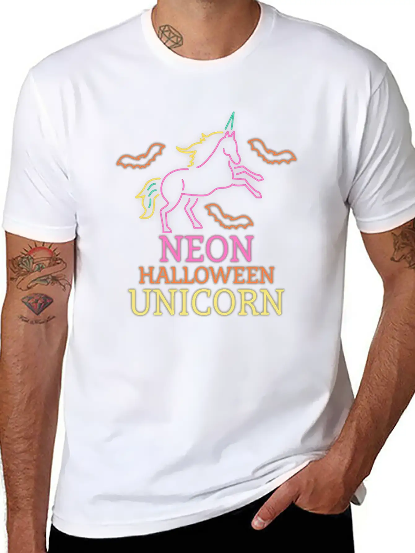 Neon Unicorn Unisex Short Sleeve Soft Cotton T-Shirt – Casual Everyday Wear