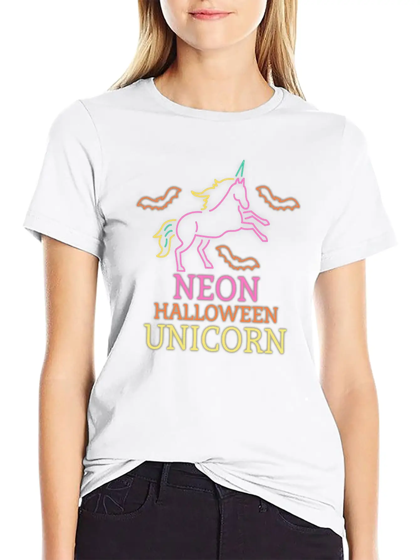 Neon Unicorn Unisex Short Sleeve Soft Cotton T-Shirt – Casual Everyday Wear