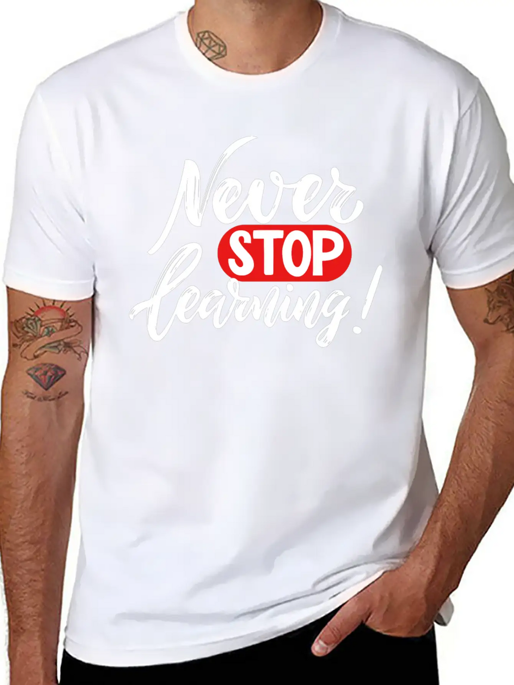 Never Stop Learning Breathable Graphic T-Shirt – Perfect For Casual Days
