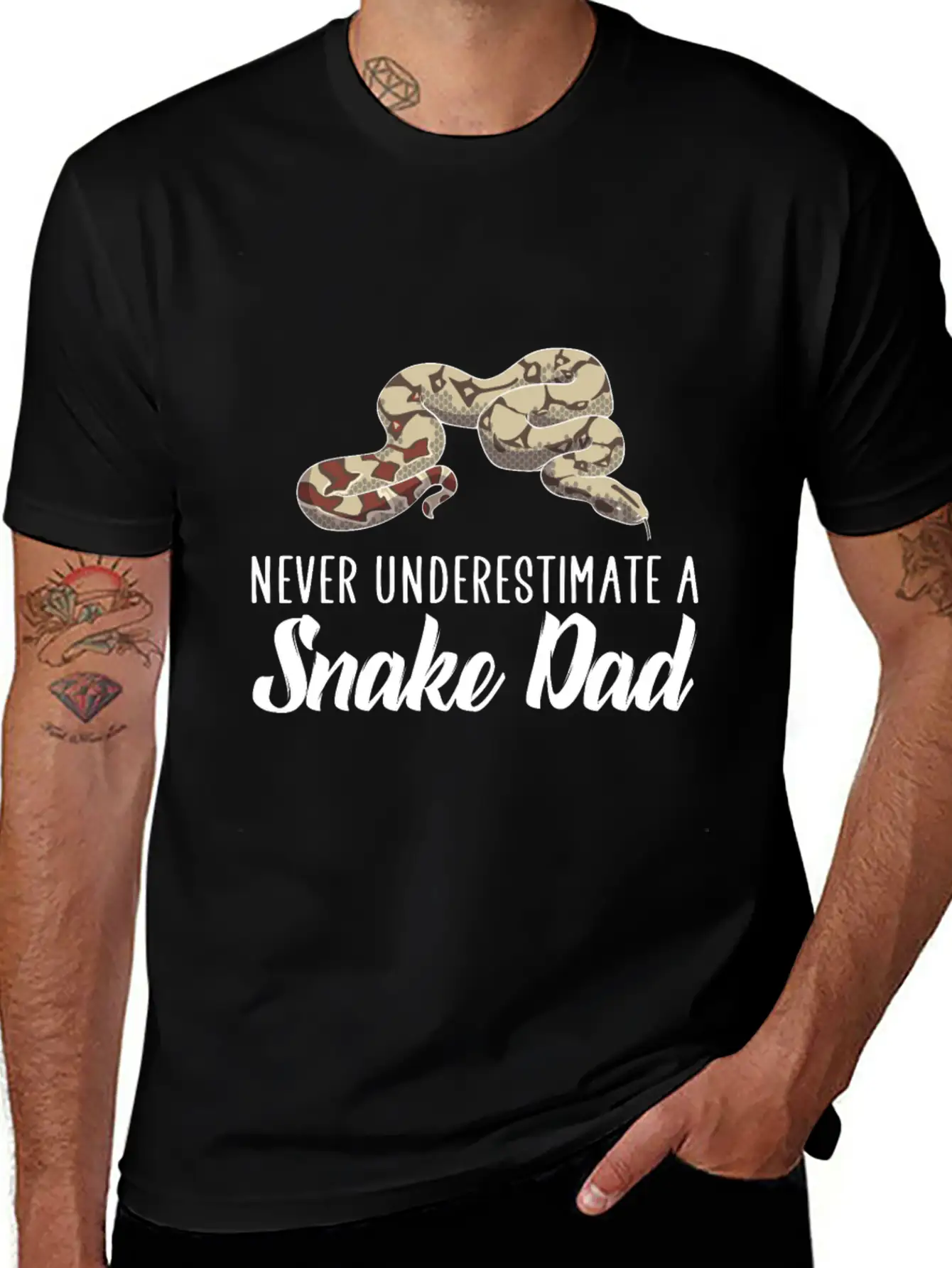 Never Underestimate A Snake Dad Essential Cotton Tee For Daily Outfits – Unisex Style