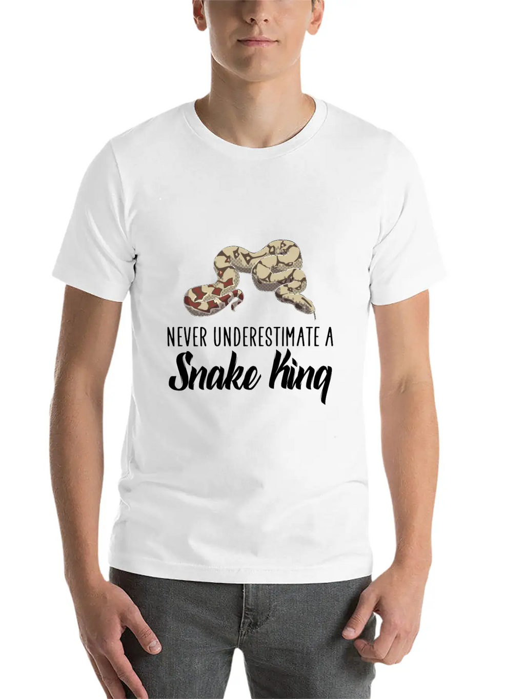 Never Underestimate A Snake King Unisex Casual T-Shirt – Clean Design For Daily Comfort