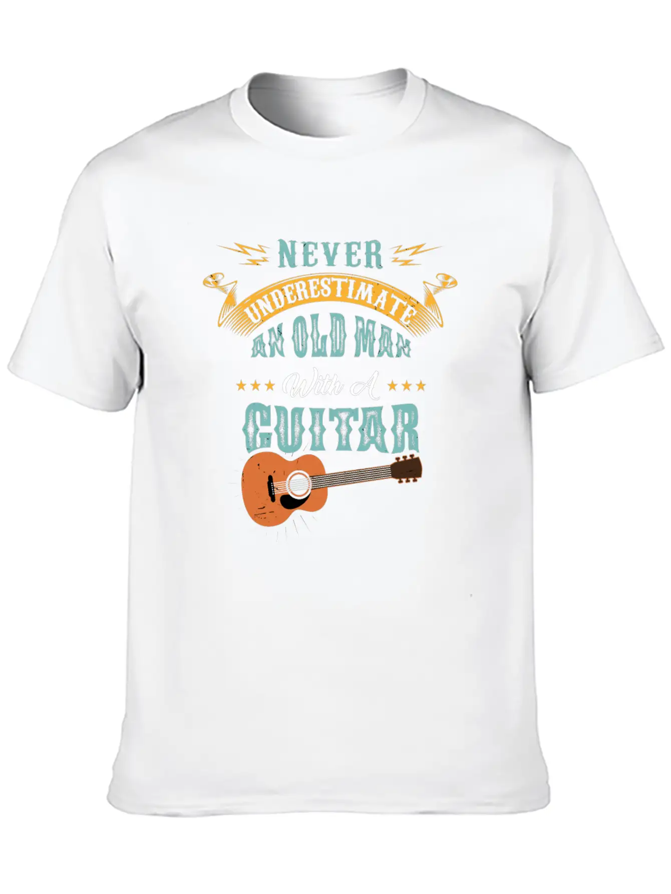 Never Underestimate An Old Man With A Guitar Gift Stylish Everyday T-Shirt – Unisex Basic Cotton Tee