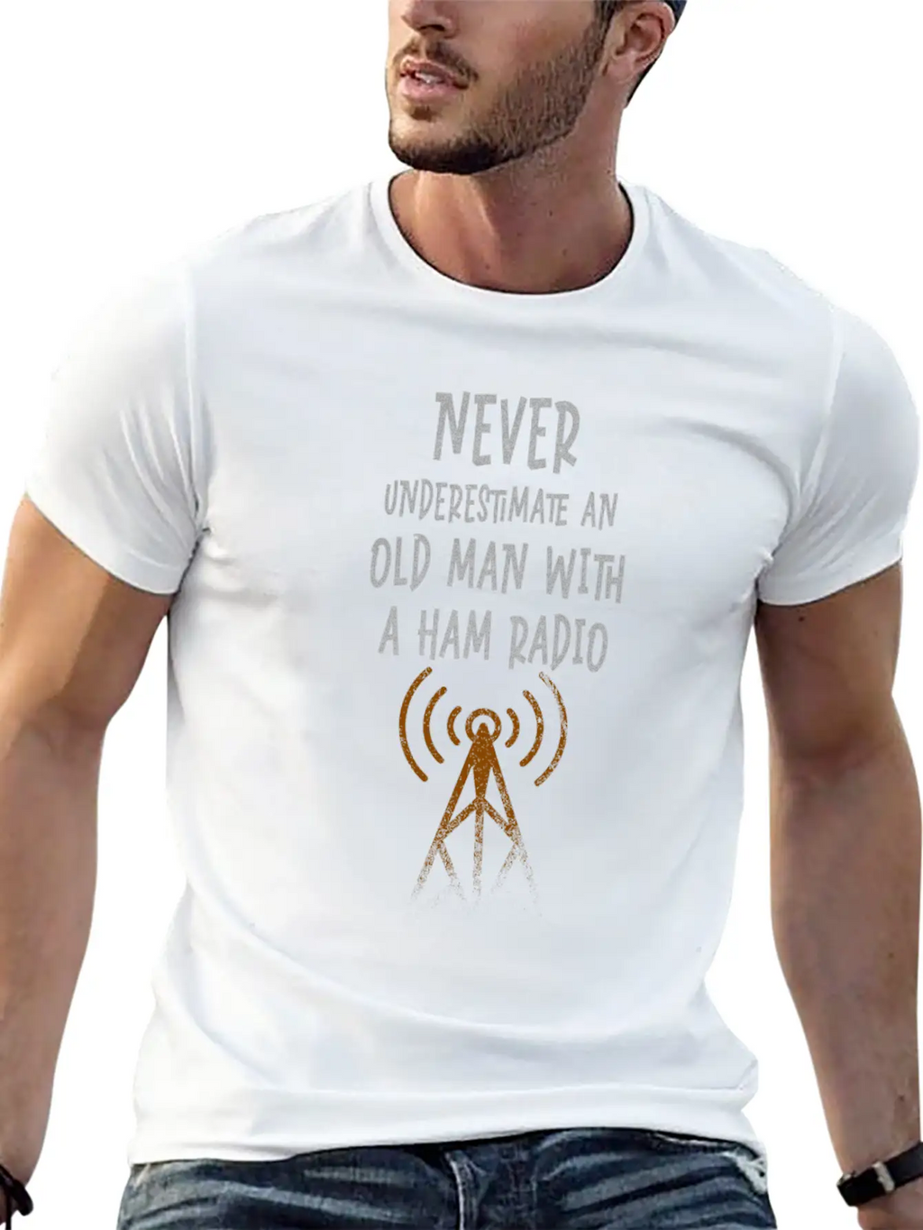 Never Underestimate An Old Man With A Ham Radio Unisex Casual T-Shirt – Clean Design For Daily Comfort