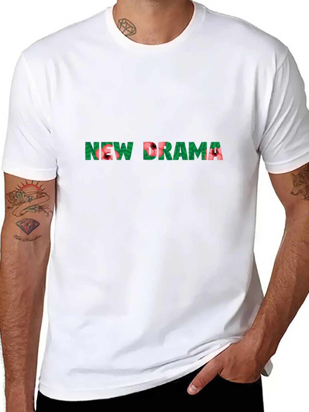 New Drama Floral Unisex Short Sleeve Soft Cotton T-Shirt – Casual Everyday Wear
