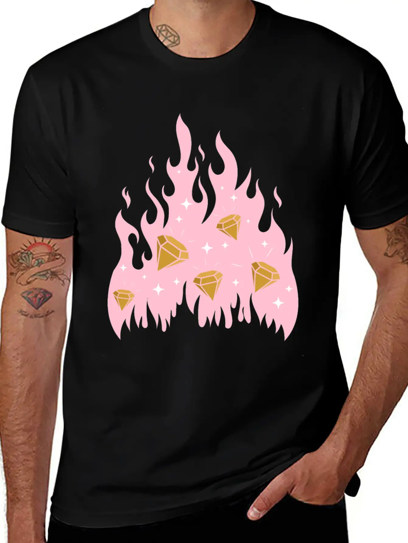 New Money Aesthetic Fire Flame Diamond Stylish Everyday T-Shirt – Unisex Basic Cotton Tee