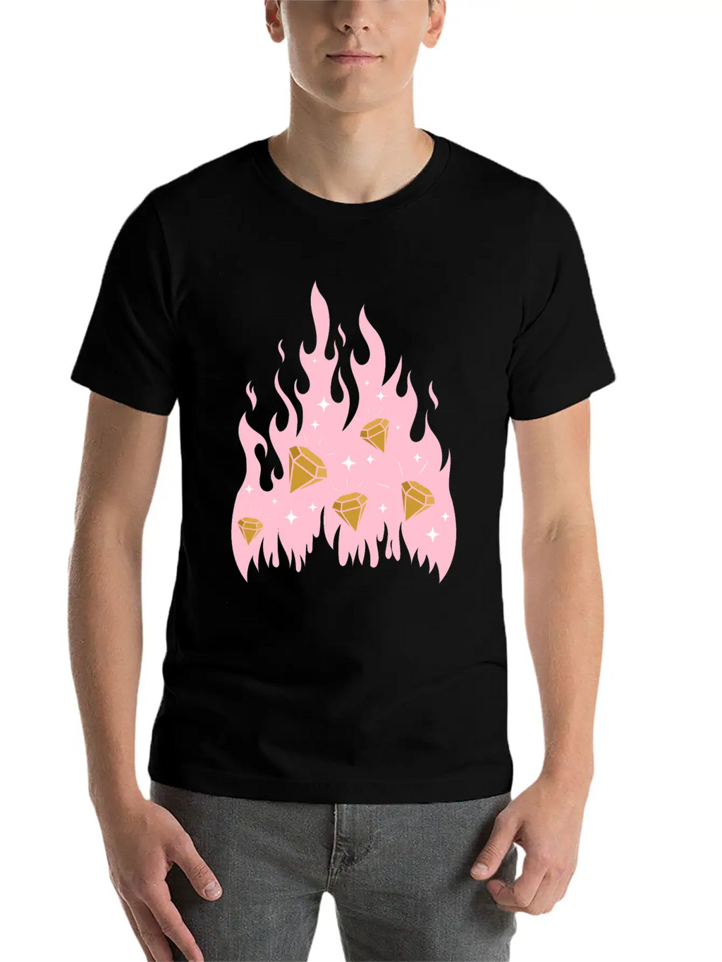 New Money Aesthetic Fire Flame Diamond Stylish Everyday T-Shirt – Unisex Basic Cotton Tee