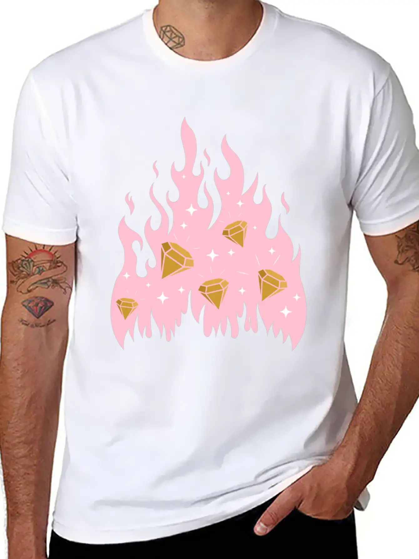 New Money Aesthetic Fire Flame Diamond Stylish Everyday T-Shirt – Unisex Basic Cotton Tee