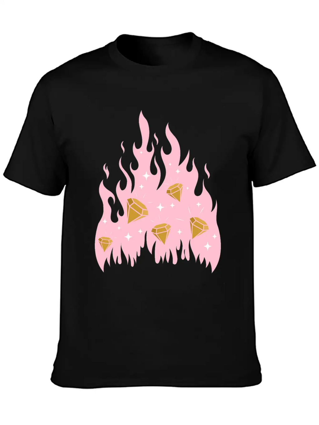 New Money Aesthetic Fire Flame Diamond Stylish Everyday T-Shirt – Unisex Basic Cotton Tee