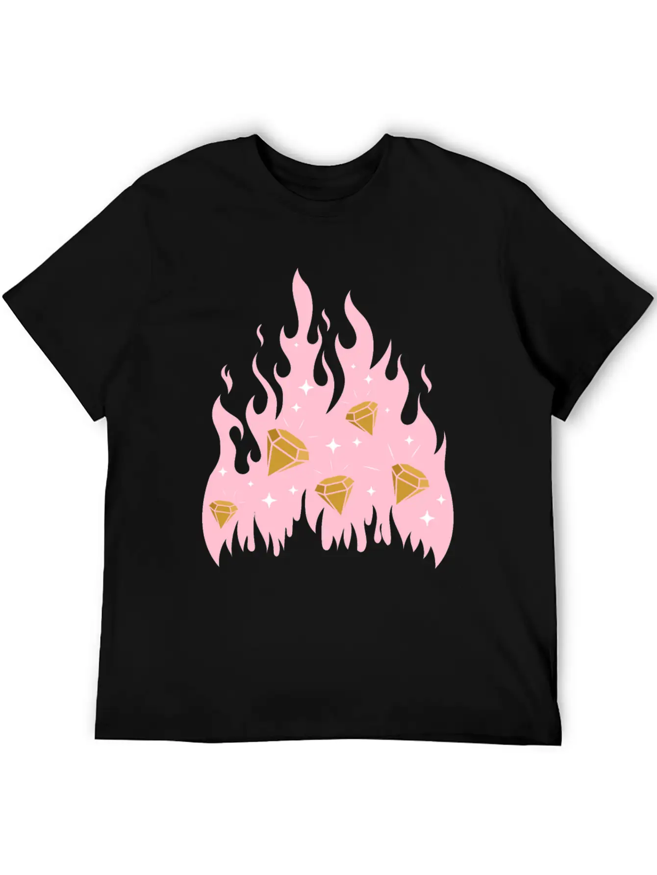 New Money Aesthetic Fire Flame Diamond Stylish Everyday T-Shirt – Unisex Basic Cotton Tee
