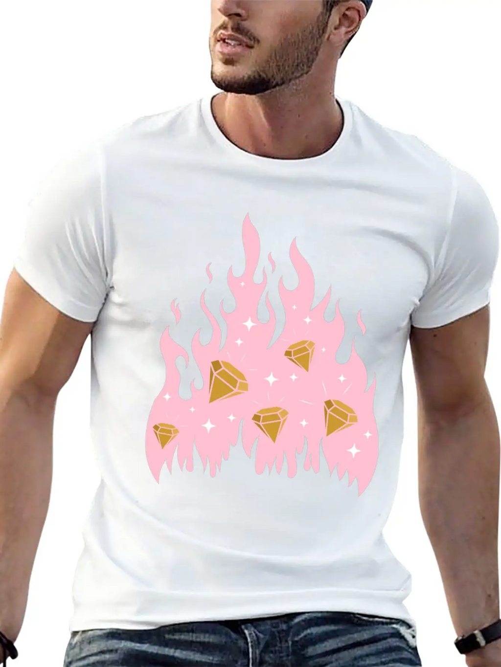 New Money Aesthetic Fire Flame Diamond Stylish Everyday T-Shirt – Unisex Basic Cotton Tee