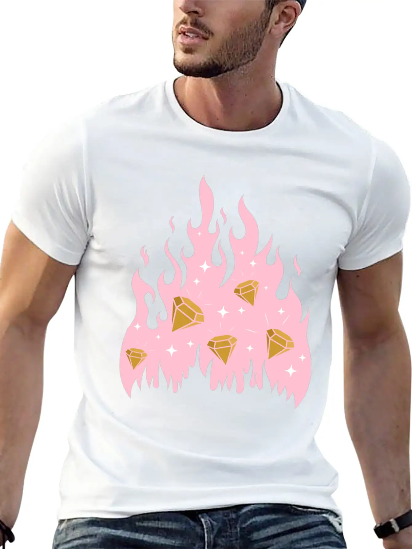 New Money Aesthetic Fire Flame Diamond Stylish Everyday T-Shirt – Unisex Basic Cotton Tee
