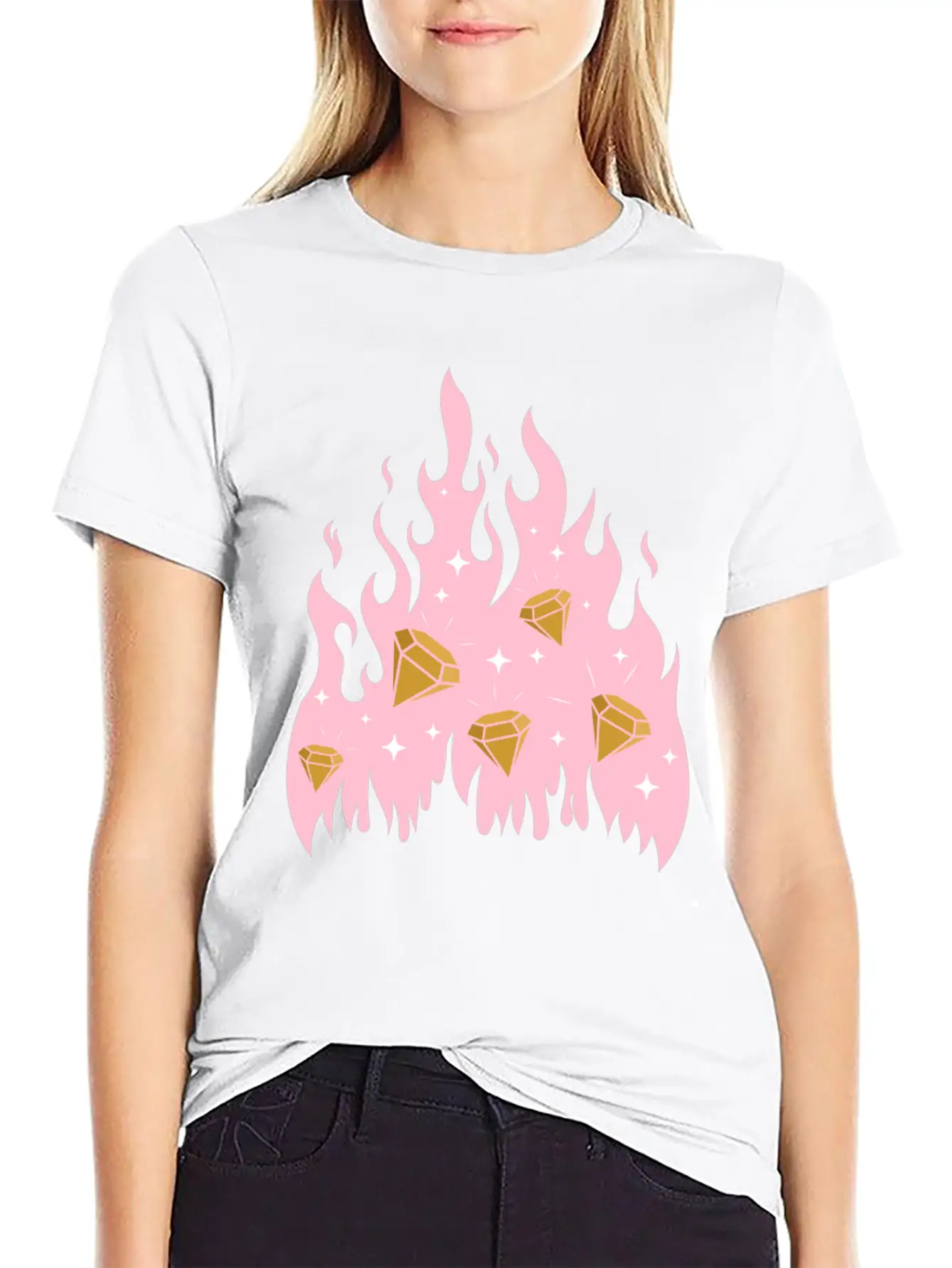New Money Aesthetic Fire Flame Diamond Stylish Everyday T-Shirt – Unisex Basic Cotton Tee