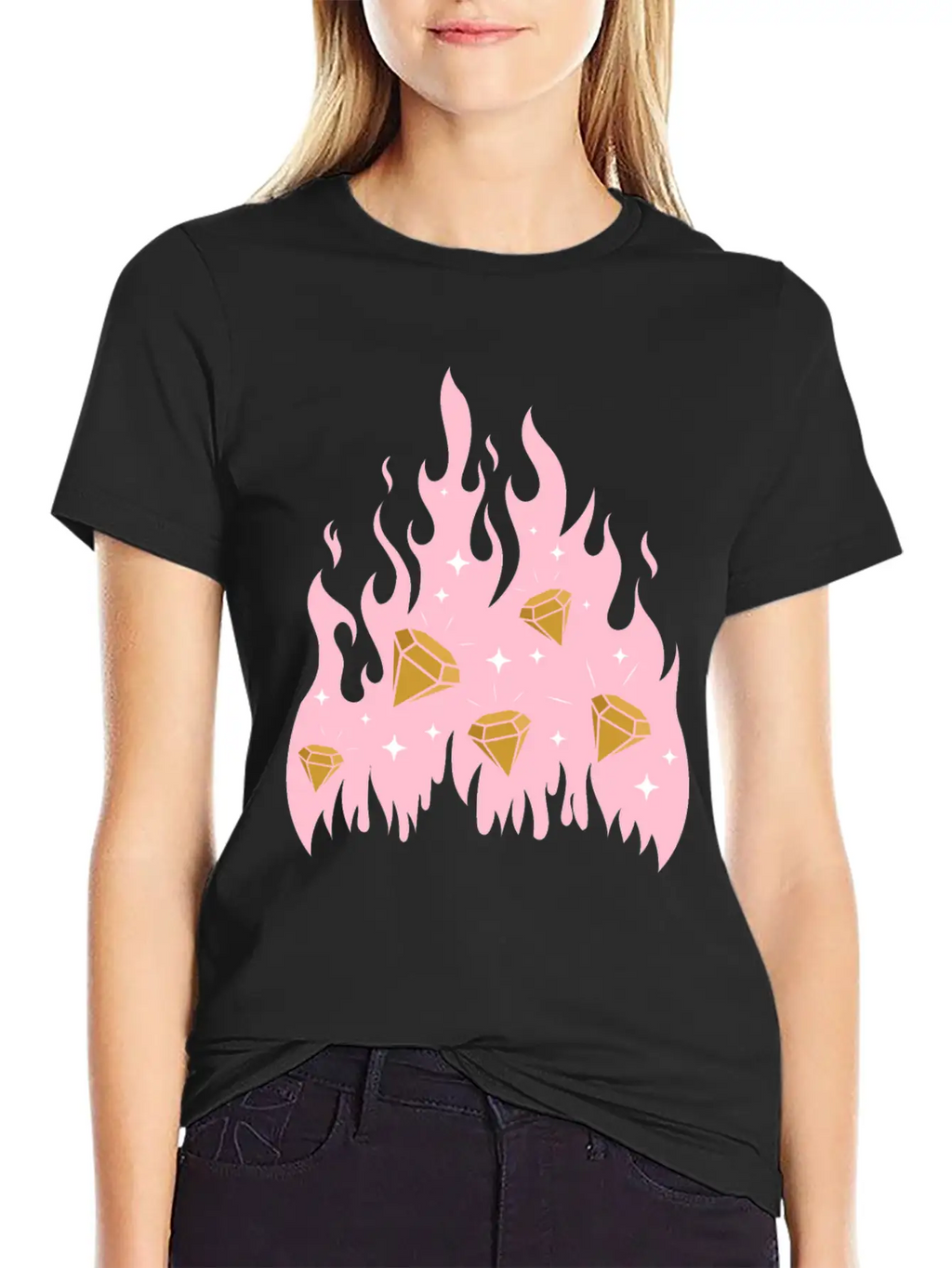 New Money Aesthetic Fire Flame Diamond Stylish Everyday T-Shirt – Unisex Basic Cotton Tee