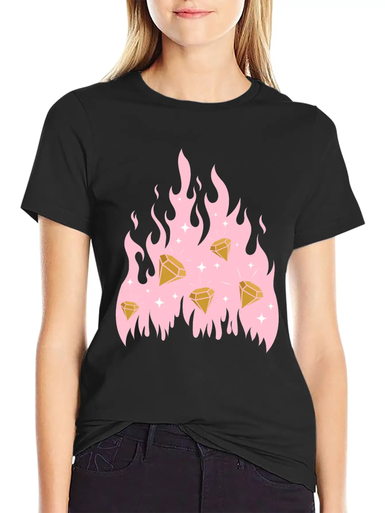 New Money Aesthetic Fire Flame Diamond Stylish Everyday T-Shirt – Unisex Basic Cotton Tee
