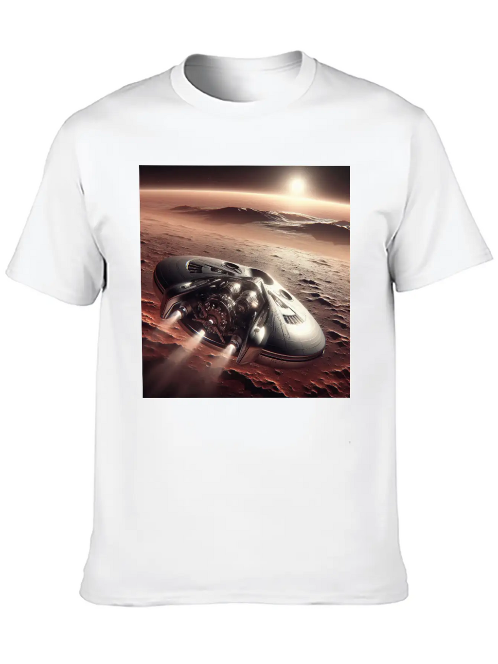 New Spaceship Landing On Mars Unisex Casual T-Shirt – Clean Design For Daily Comfort