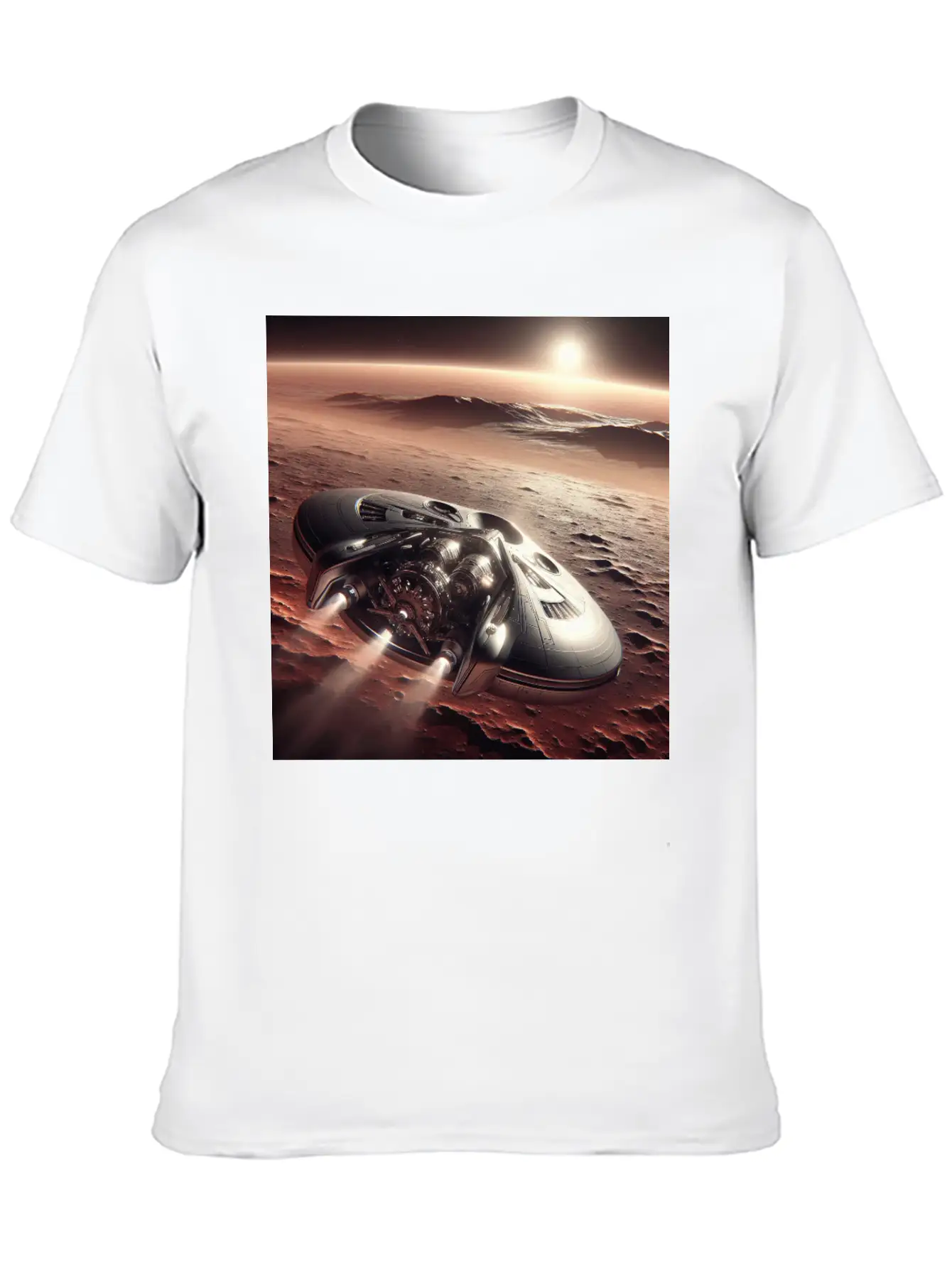 New Spaceship Landing On Mars Unisex Casual T-Shirt – Clean Design For Daily Comfort