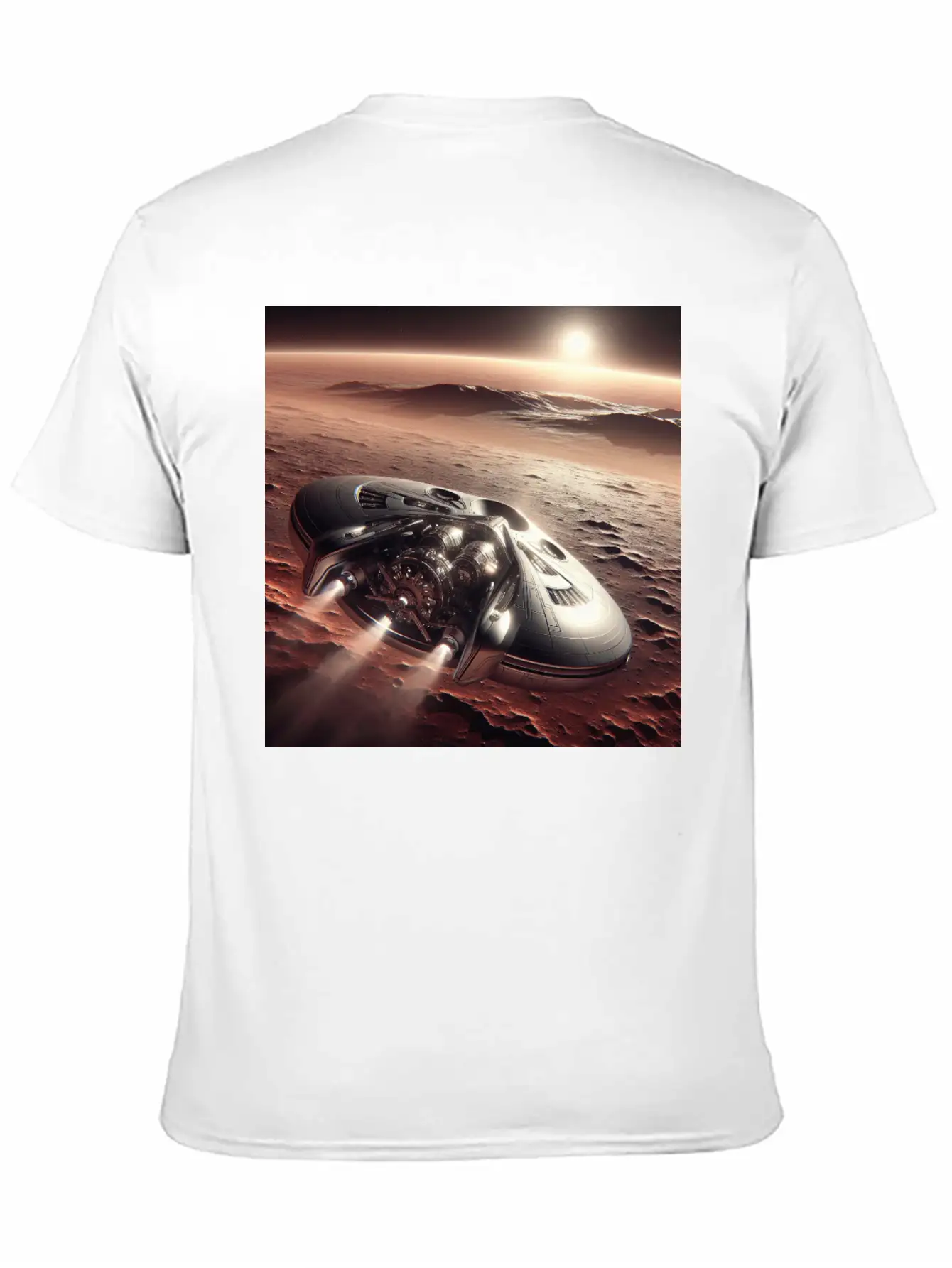New Spaceship Landing On Mars Unisex Casual T-Shirt – Clean Design For Daily Comfort