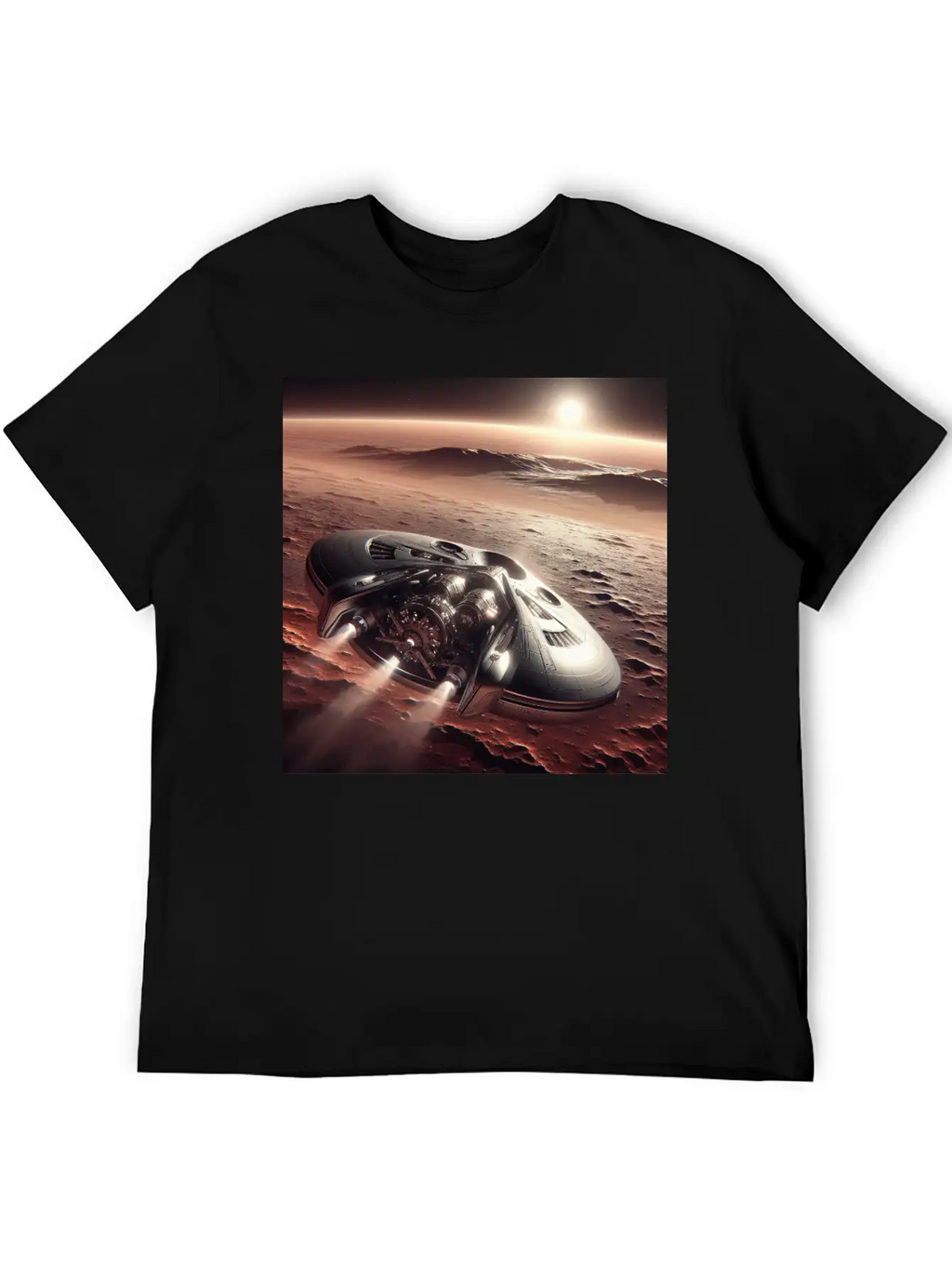 New Spaceship Landing On Mars Unisex Casual T-Shirt – Clean Design For Daily Comfort