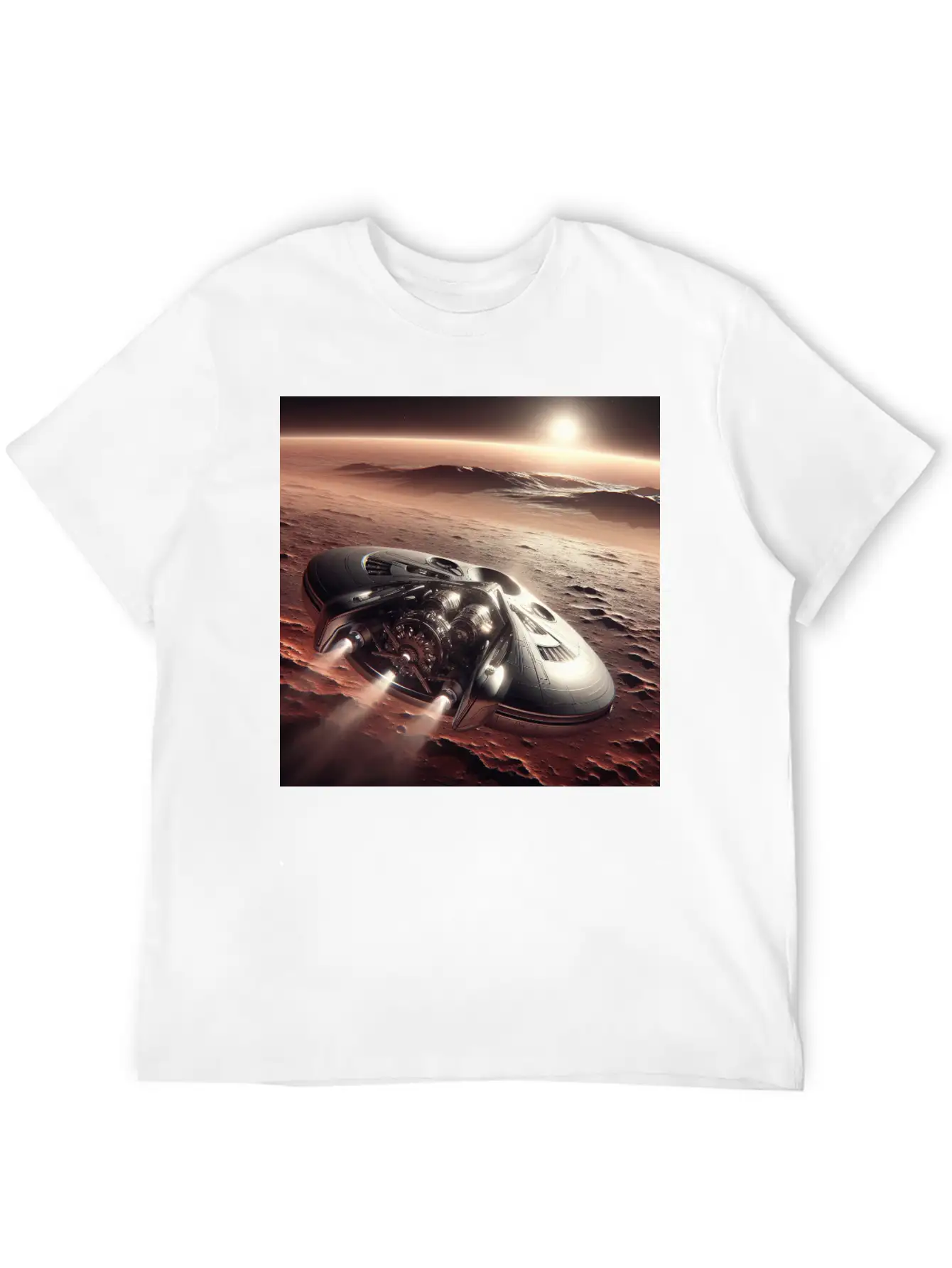 New Spaceship Landing On Mars Unisex Casual T-Shirt – Clean Design For Daily Comfort