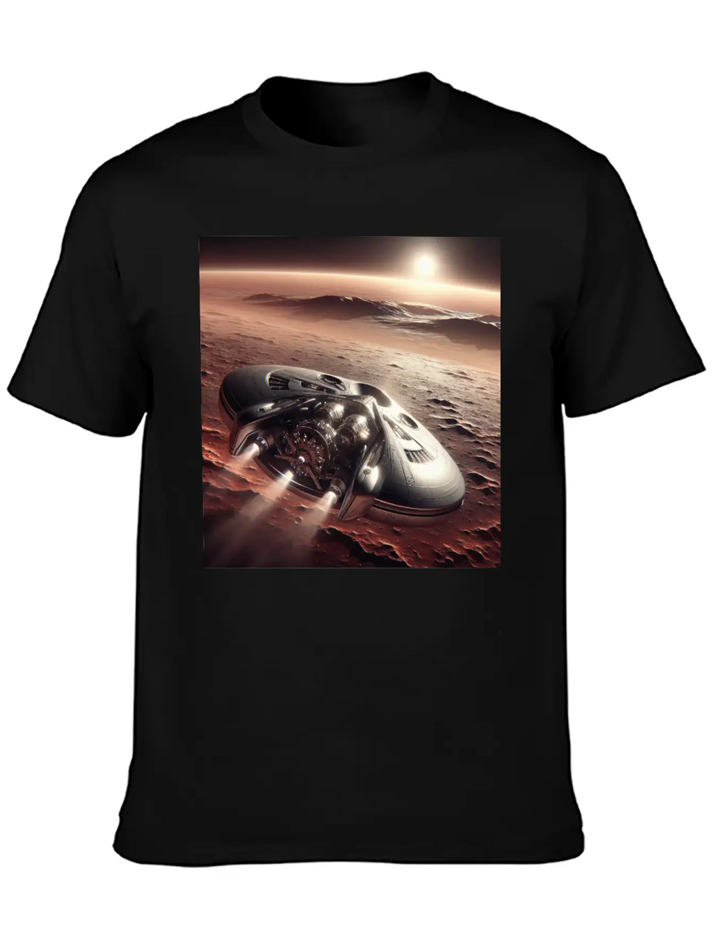 New Spaceship Landing On Mars Unisex Casual T-Shirt – Clean Design For Daily Comfort