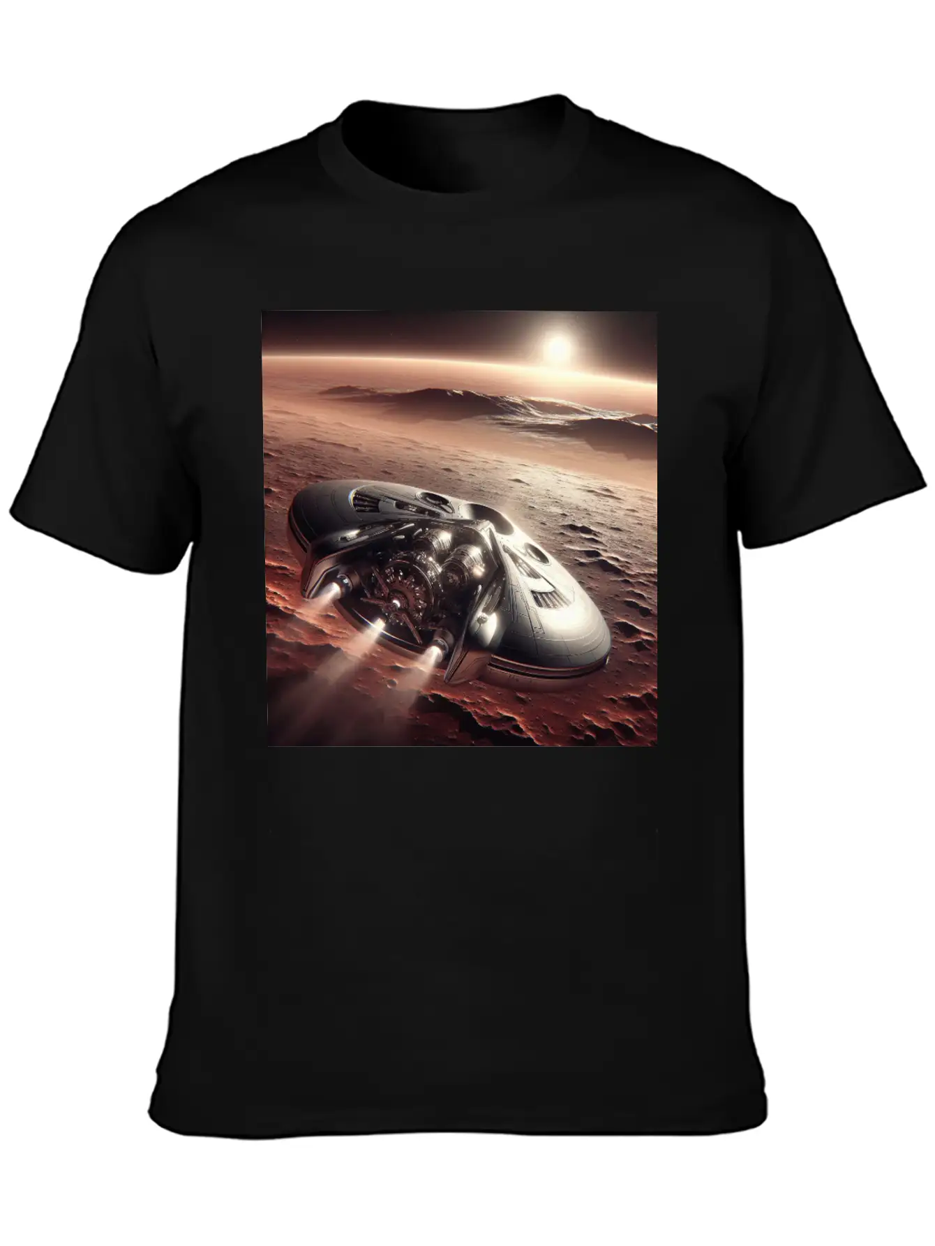 New Spaceship Landing On Mars Unisex Casual T-Shirt – Clean Design For Daily Comfort