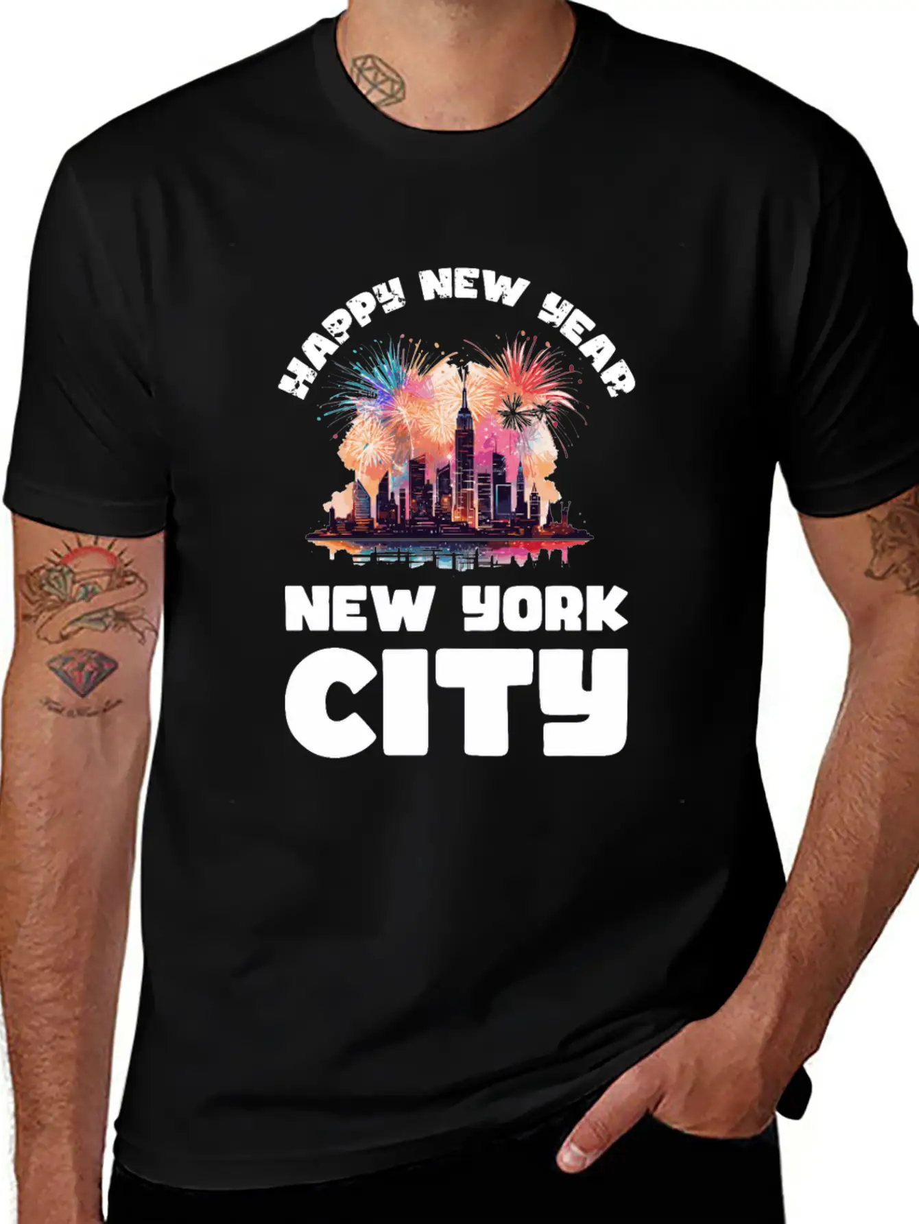 New Years Eve Happy New Year Big Apple Breathable Soft Cotton T-Shirt – Timeless Casual Look