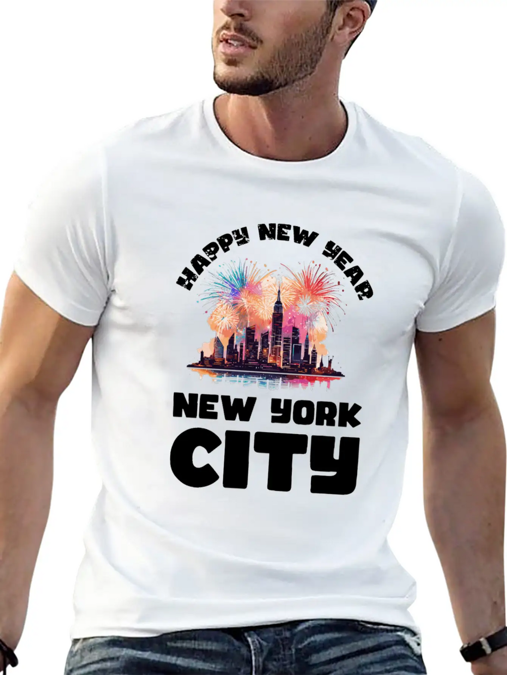 New Years Eve Happy New Year Big Apple Breathable Soft Cotton T-Shirt – Timeless Casual Look