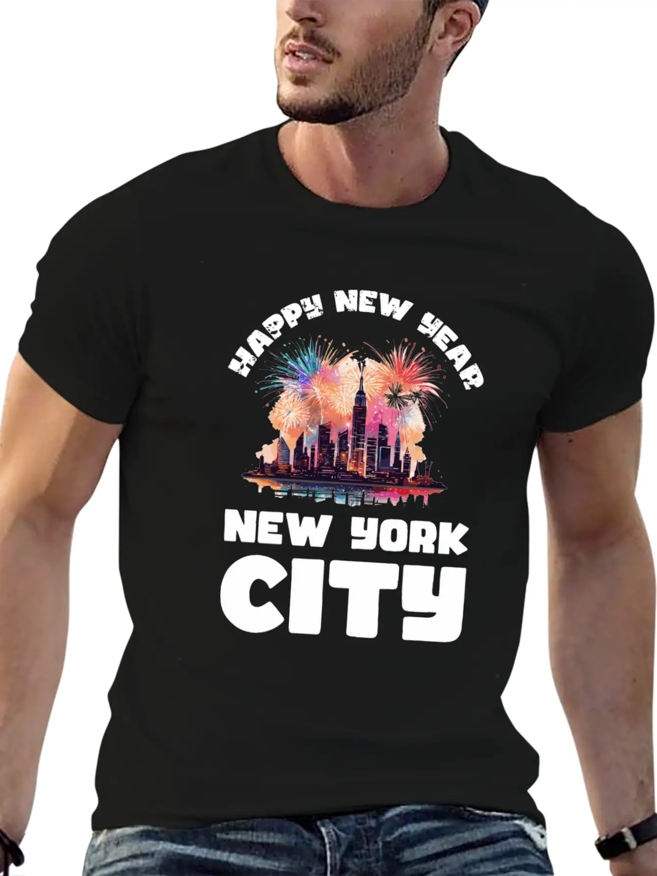 New Years Eve Happy New Year Big Apple Breathable Soft Cotton T-Shirt – Timeless Casual Look